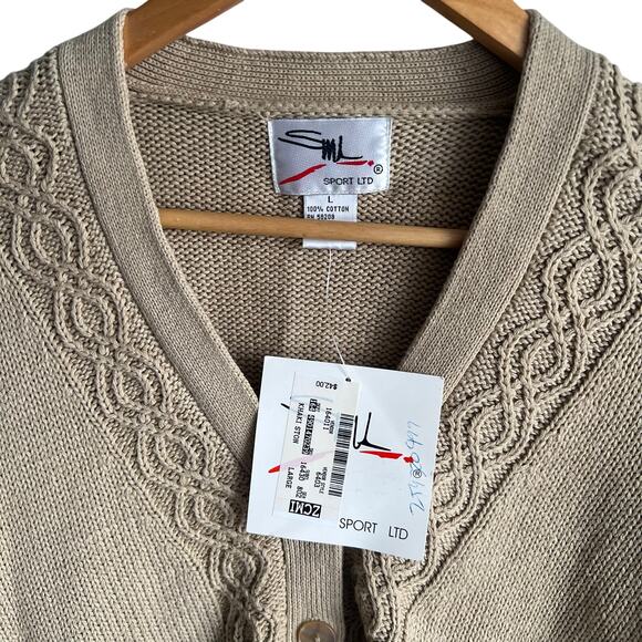 Vintage NWT Brown Knit Cardigan Sport Size Woman’s Large 19x25 - Picture 3 of 6